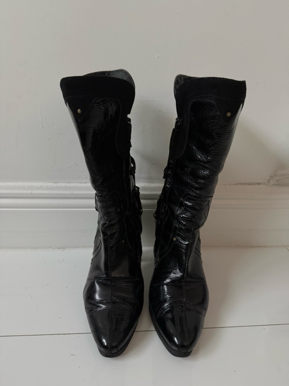 Women's Black Patent Mid-Calf Boots